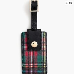 J Crew Leather Tartan Luggage Tag NWT
